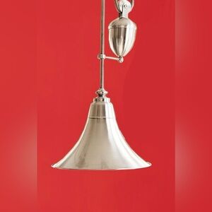 Pottery Barn Porter Pendant Light, Small, Brushed Nickel, Farmhouse Pulley Light